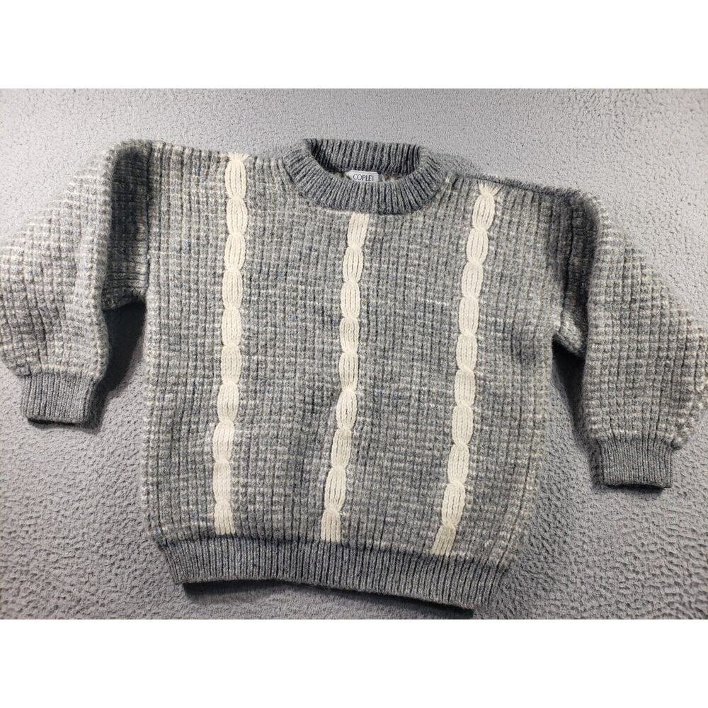 Vintage Copley Sweater Adult Large Gray 100% Wool Pullover Ireland Made Stretch